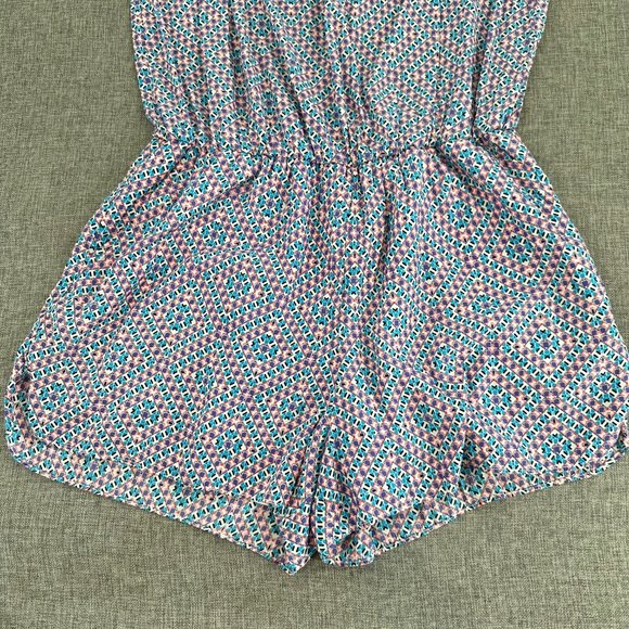 GAP Romper Large Elastic Waist Blue‎ Pink Red White Round Neck Sleeveless - Picture 8 of 16